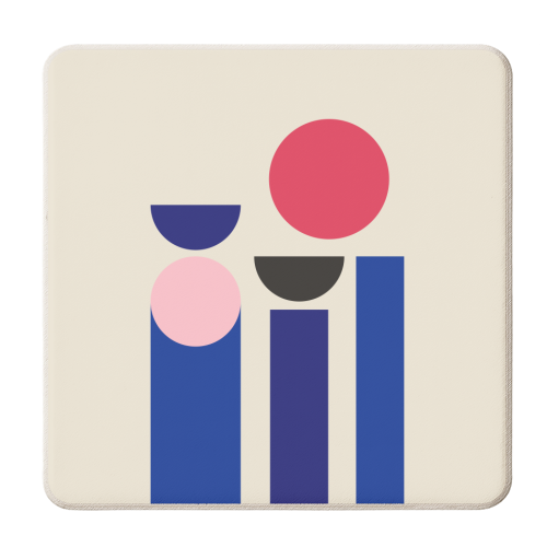 Nordic Bauhaus Beach Abstract - personalised beer coaster by EZbie