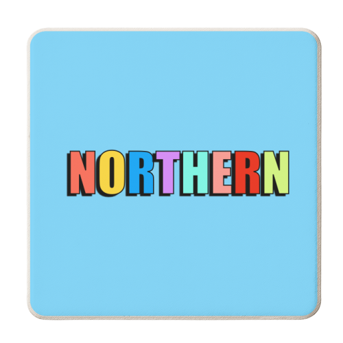 Northern (Bold Colourful Text Version) - personalised beer coaster by Adam Regester
