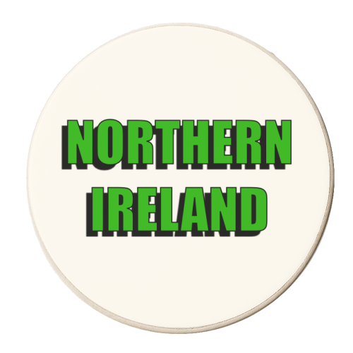 Northern Ireland (Bold Green Text Version) - personalised beer coaster by Adam Regester