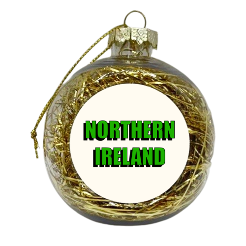Northern Ireland (Bold Green Text Version) - xmas bauble by Adam Regester