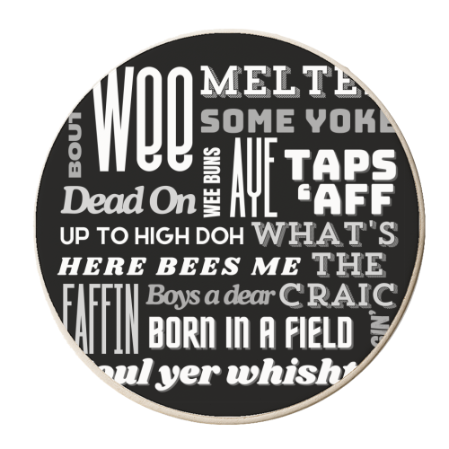 Northern Irish Sayings - Black and White - personalised beer coaster by AP
