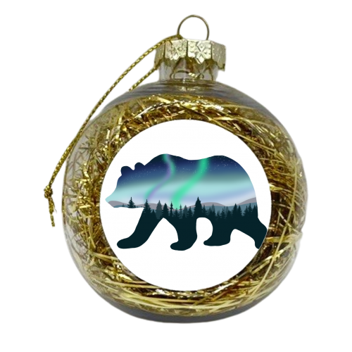 Northern Lights Bear - xmas bauble by Rock and Rose Creative