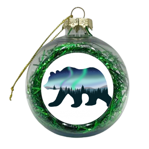 Northern Lights Bear - xmas bauble by Rock and Rose Creative