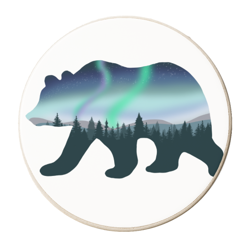 Northern Lights Bear - personalised beer coaster by Rock and Rose Creative