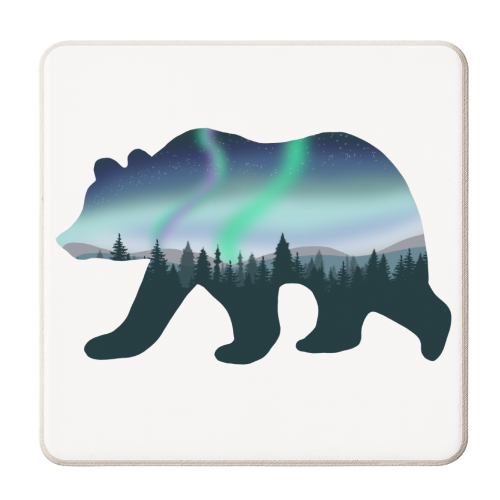 Northern Lights Bear - personalised beer coaster by Rock and Rose Creative
