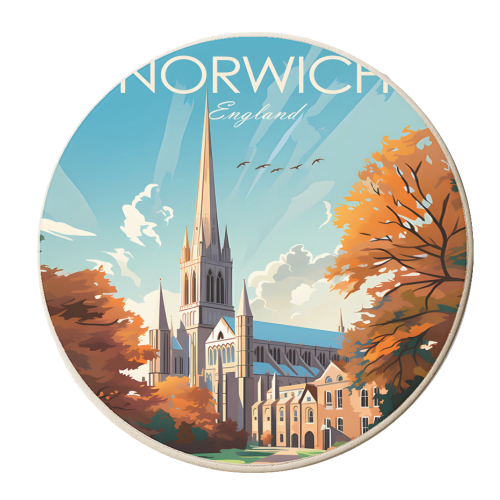 Norwich Travel - personalised beer coaster by Kun Pact