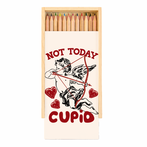Not Today Cupid Sassy Valentine Humor - Coloured Pencils with Box by EZbie