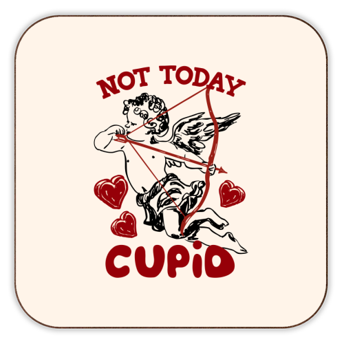 Not Today Cupid Sassy Valentine Humor - personalised beer coaster by EZbie