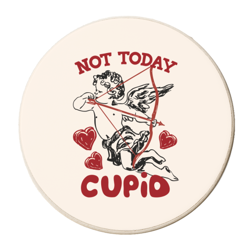 Not Today Cupid Sassy Valentine Humor - personalised beer coaster by EZbie