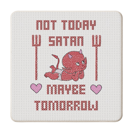 Not today satan, maybe tomorrow - personalised beer coaster by Wallace Elizabeth