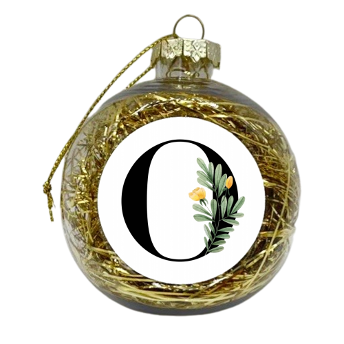 O Floral Letter Initial - xmas bauble by Toni Scott