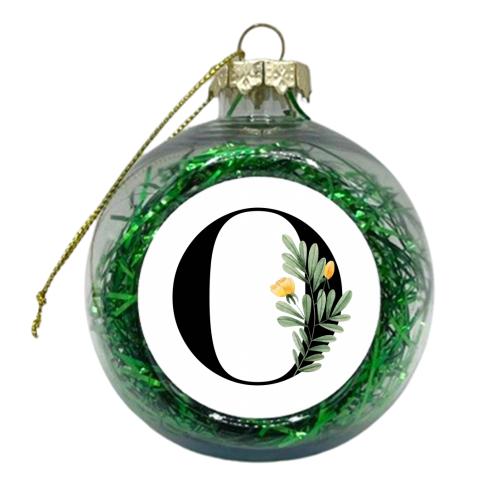 O Floral Letter Initial - xmas bauble by Toni Scott