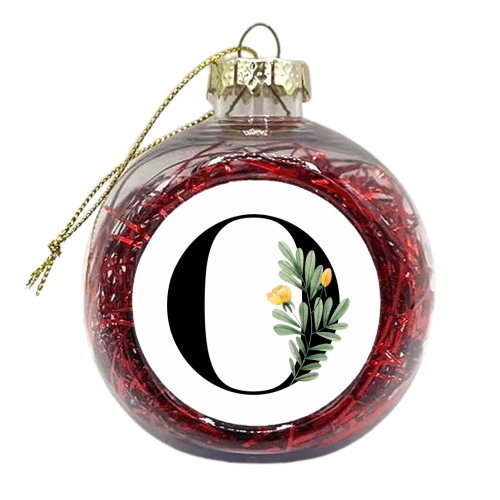 O Floral Letter Initial - xmas bauble by Toni Scott