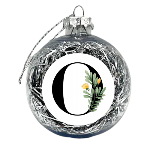 O Floral Letter Initial - xmas bauble by Toni Scott