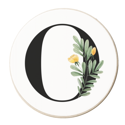 O Floral Letter Initial - personalised beer coaster by Toni Scott