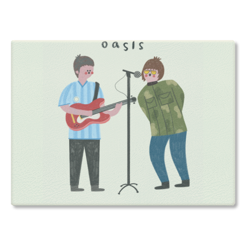 Oasis Illustration Art - glass chopping board by AbiGoLucky