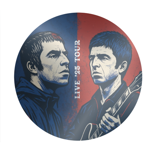 Oasis. Live 25' Reunion Tour - Circle Sticker by Faith Mercer