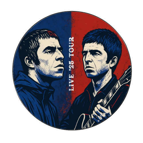 Oasis. Live 25' Reunion Tour - Circle Sticker by Faith Mercer