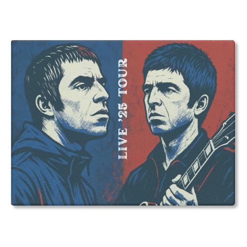 Oasis. Live 25' Reunion Tour - glass chopping board by Faith Mercer