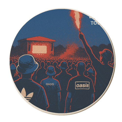 Oasis. Live'2025 - personalised beer coaster by Faith Mercer