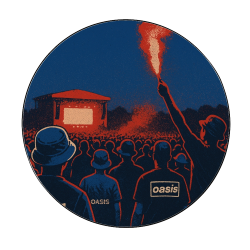 Oasis Reunion - Circle Sticker by Faith Mercer