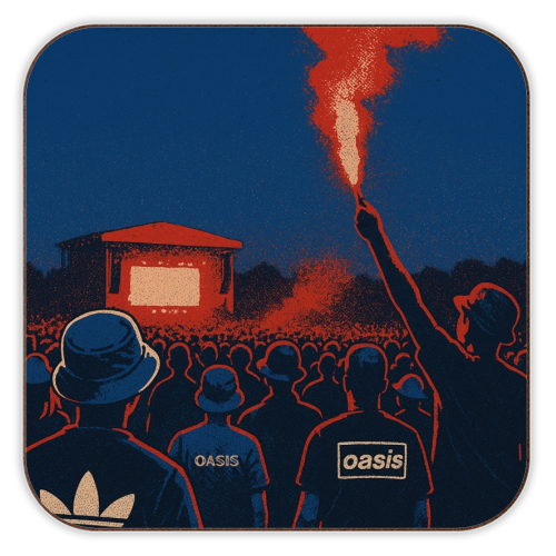 Oasis Reunion - personalised beer coaster by Faith Mercer