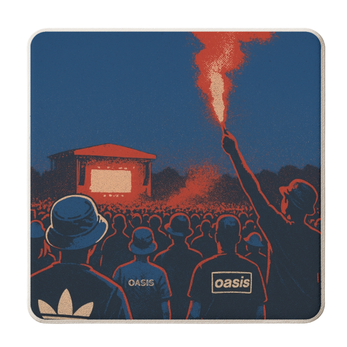 Oasis Reunion - personalised beer coaster by Faith Mercer