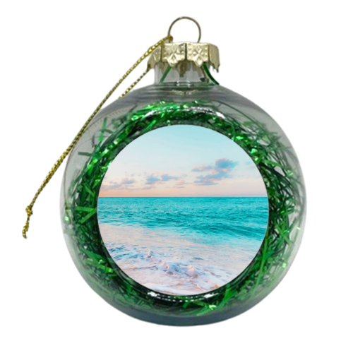 Ocean Bliss, Nature Landscape Sea Travel Tropical, Nordic Luxe Photography Pastel Island Digital - xmas bauble by Uma Prabhakar Gokhale