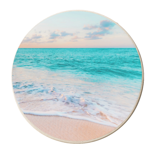 Ocean Bliss, Nature Landscape Sea Travel Tropical, Nordic Luxe Photography Pastel Island Digital - personalised beer coaster by Uma Prabhakar Gokhale