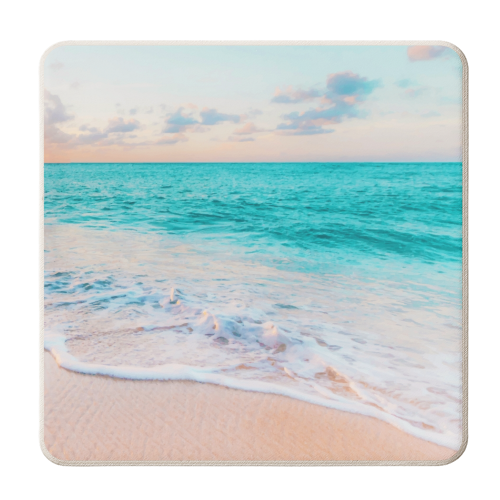 Ocean Bliss, Nature Landscape Sea Travel Tropical, Nordic Luxe Photography Pastel Island Digital - personalised beer coaster by Uma Prabhakar Gokhale