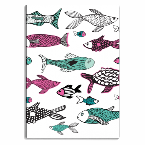Ocean fishes in pink - personalised A4, A5, A6 notebook by Michelle Walker