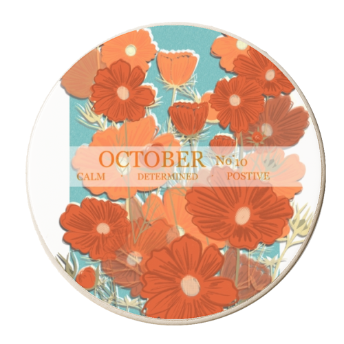 October Flowers - Cosmos - personalised beer coaster by Yaz Raja
