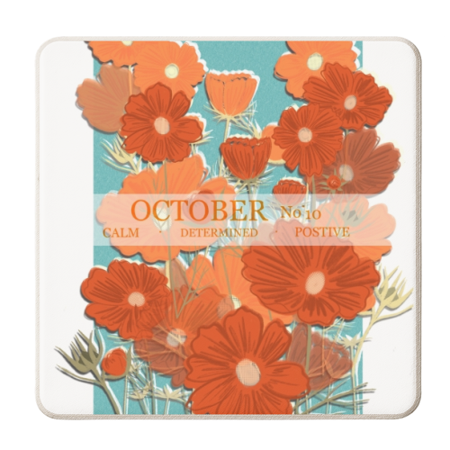 October Flowers - Cosmos - personalised beer coaster by Yaz Raja