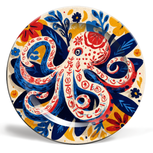Octopus - ceramic dinner plate by DejaReve
