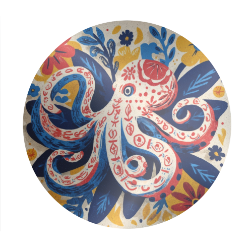 Octopus - Circle Sticker by DejaReve