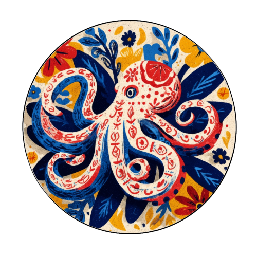 Octopus - Circle Sticker by DejaReve