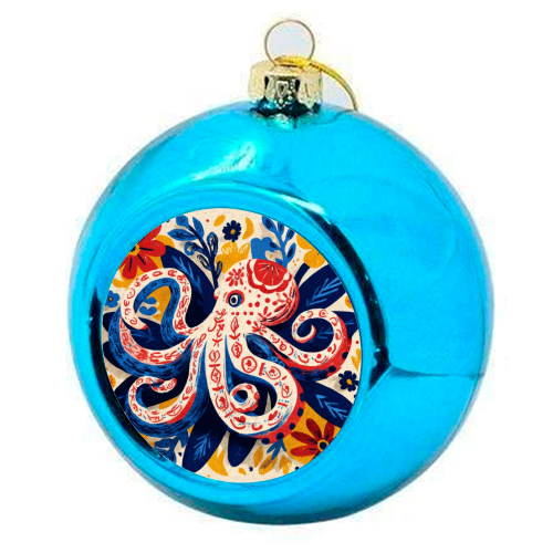 Octopus - colourful christmas bauble by DejaReve