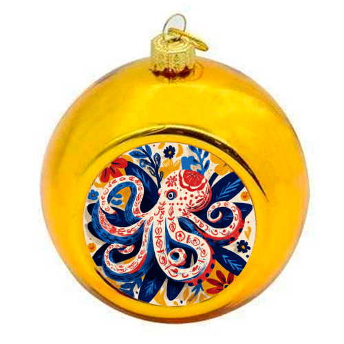 Octopus - colourful christmas bauble by DejaReve