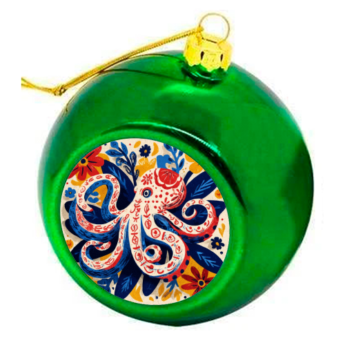 Octopus - colourful christmas bauble by DejaReve