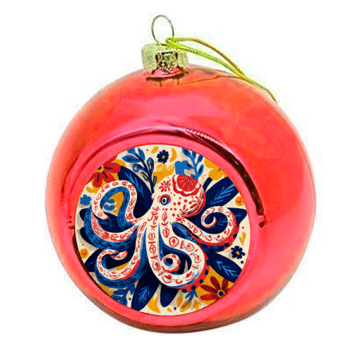 Octopus - colourful christmas bauble by DejaReve