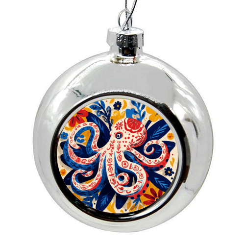 Octopus - colourful christmas bauble by DejaReve
