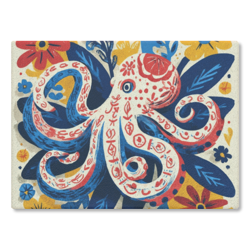 Octopus - glass chopping board by DejaReve