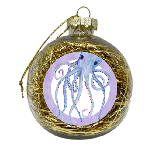 Octopus on Purple - xmas bauble by holly crerar