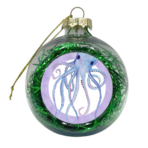 Octopus on Purple - xmas bauble by holly crerar