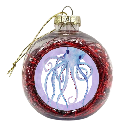 Octopus on Purple - xmas bauble by holly crerar
