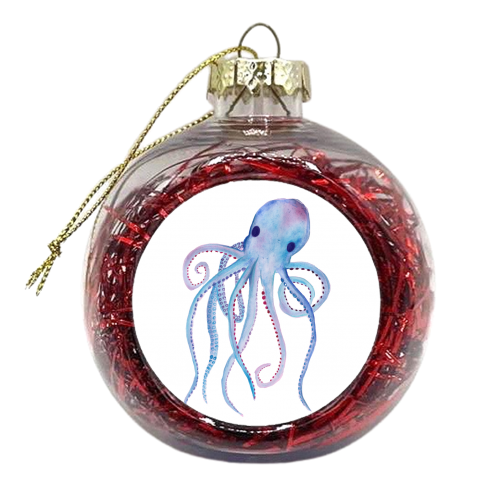 Octopus on White - xmas bauble by holly crerar