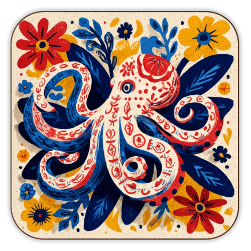 Octopus - personalised beer coaster by DejaReve