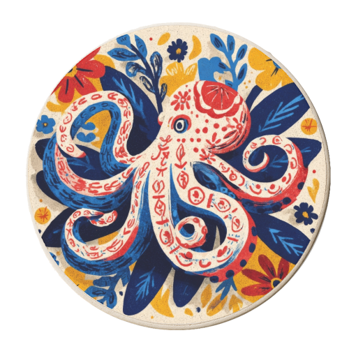 Octopus - personalised beer coaster by DejaReve
