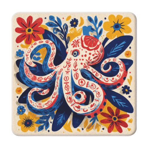 Octopus - personalised beer coaster by DejaReve
