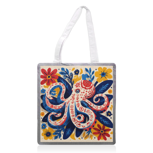 Octopus - printed canvas tote bag by DejaReve
